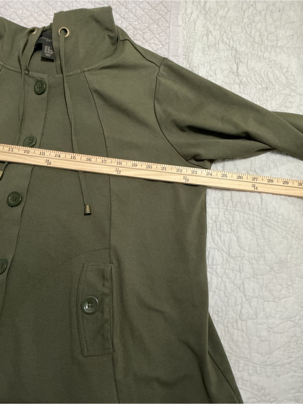Christian Siriano Olive Green Hooded Button-Front Swing Jacket Plus Size 1X - Picture 5 of 8